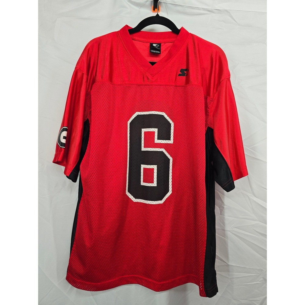 Starter Georgia Bulldogs Football Jersey Mens Large Red Mesh Number 6 NCAA Gear